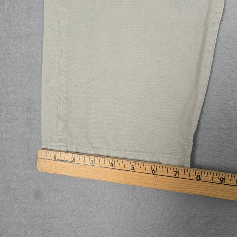 Wallace & Barnes Pants Mens 34x32 Green Tessuti di Sondrio Chino Button Fly